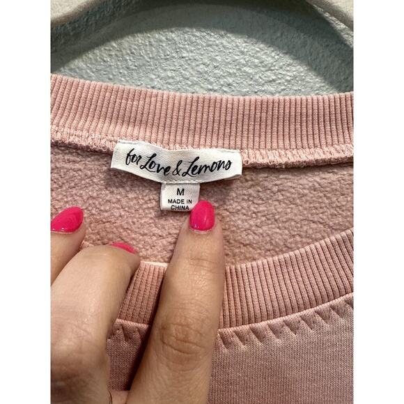 LOVE AND LEMONS Crewneck Fleeced Sweatshirt Pink - Picture 4 of 6
